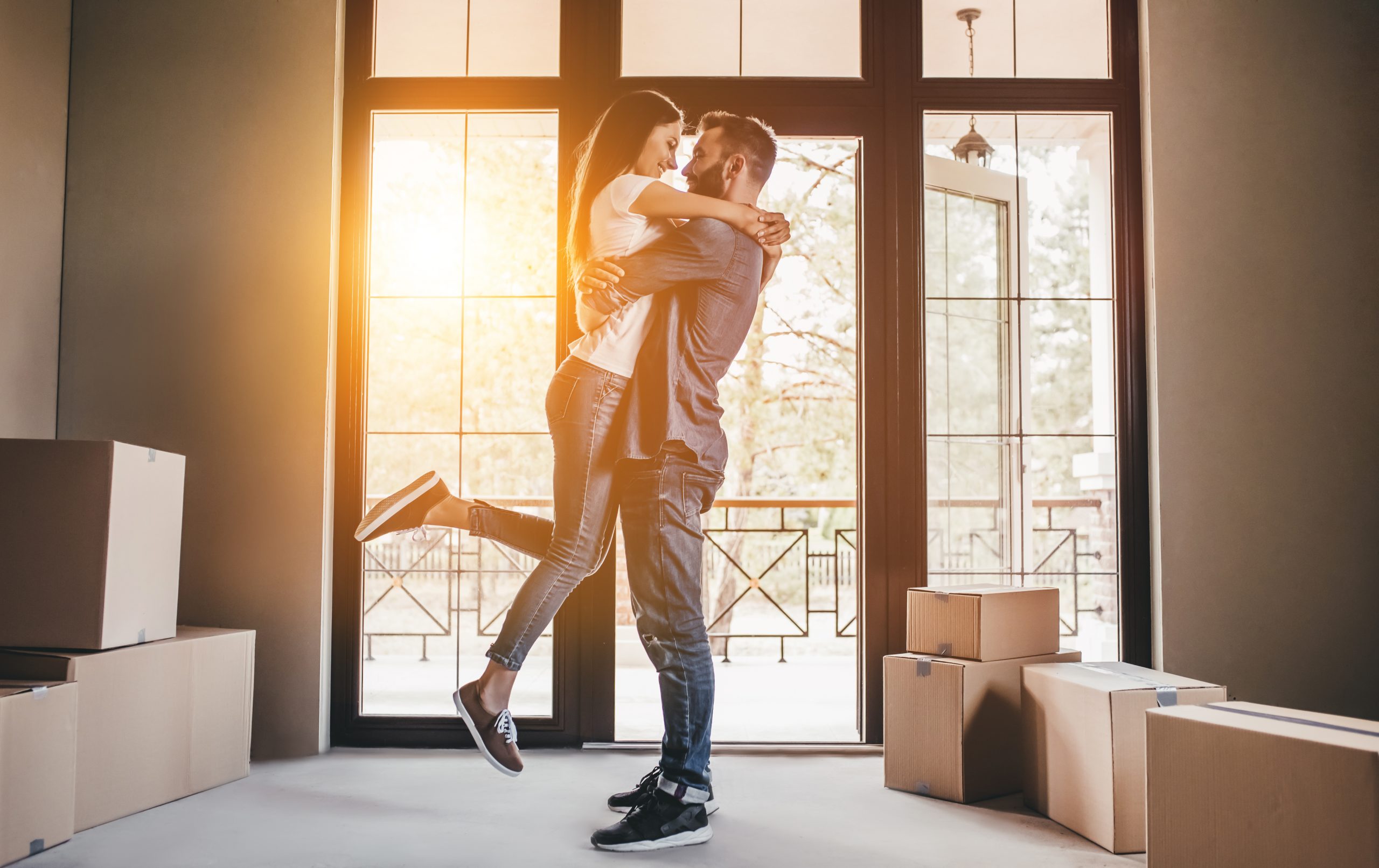 Couple moving in new house