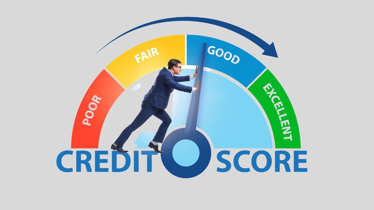 credit score meter pointing to good score