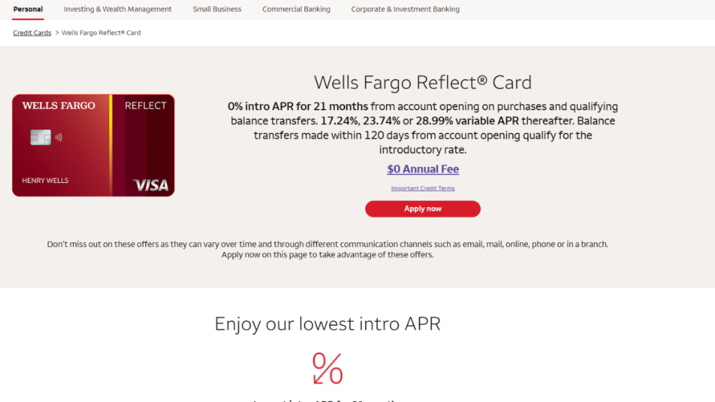 Wells Fargo Reflect® Card