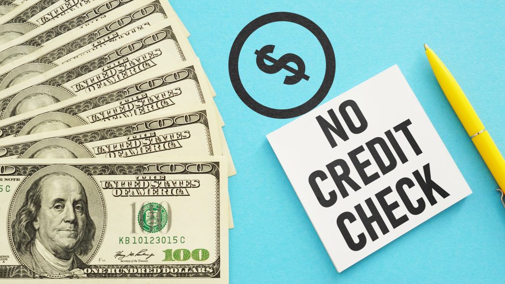 No credit check loan is shown using the text