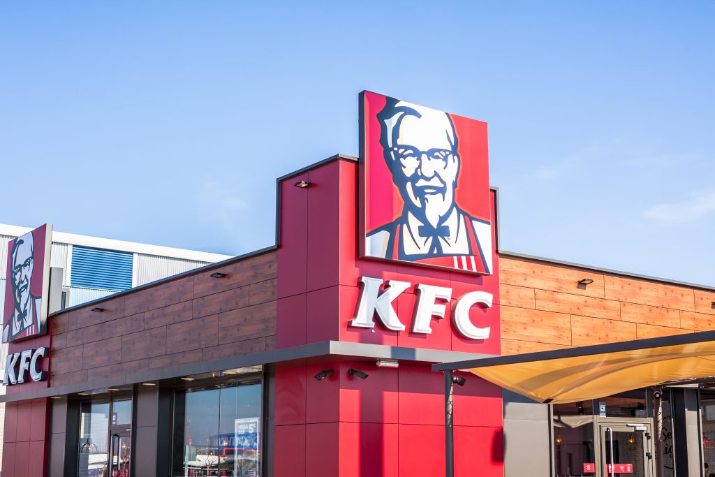KFC fast food restaurant logo at its building