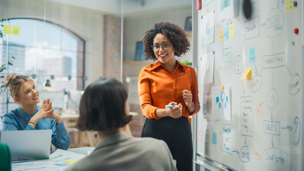 Diverse Office Conference Room Meeting: Successful Black Female