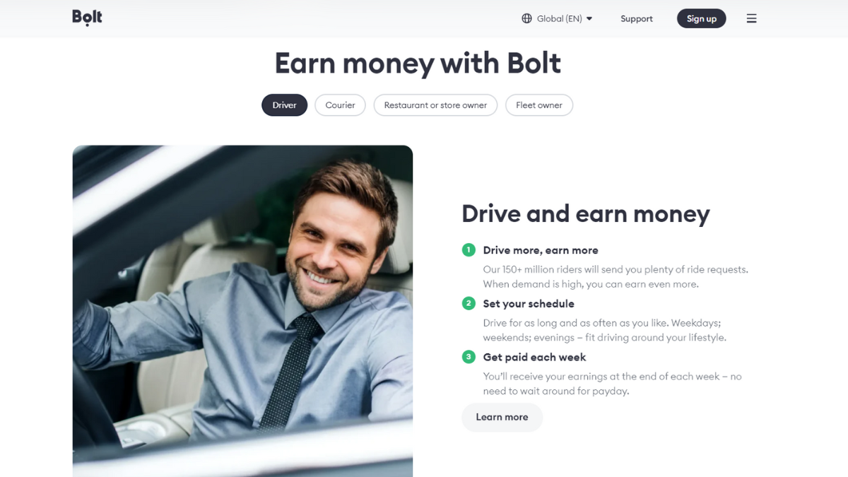 Make up to R30,000 working at Bolt See how to a Driver