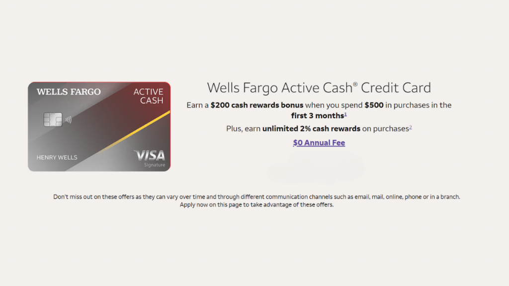 Wells Fargo Active Cash® Credit Card benefits