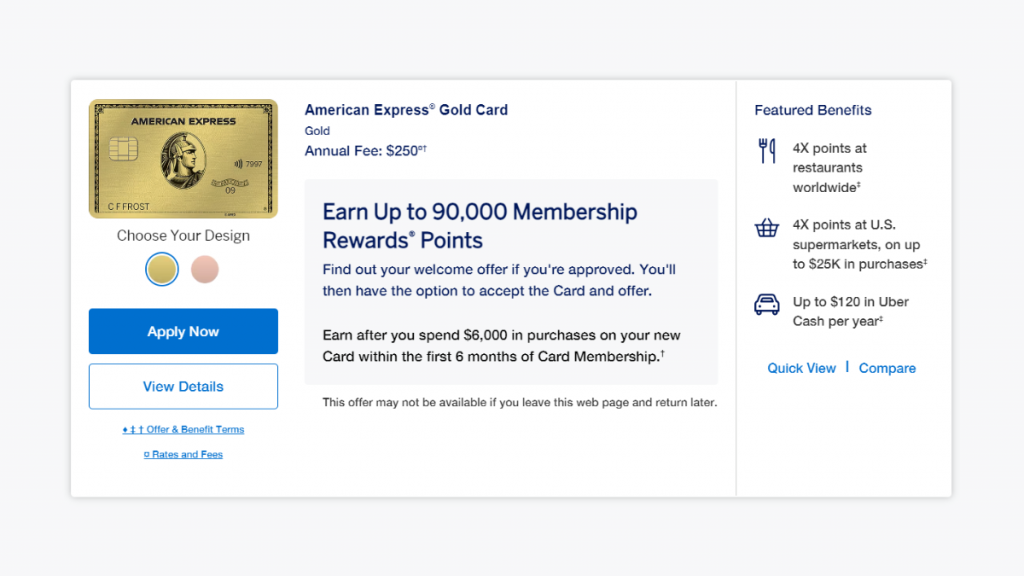 American Express® Gold Card benefits