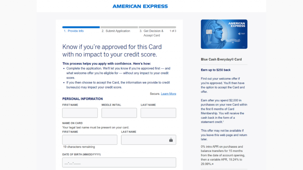 Blue Cash Everyday® Card application