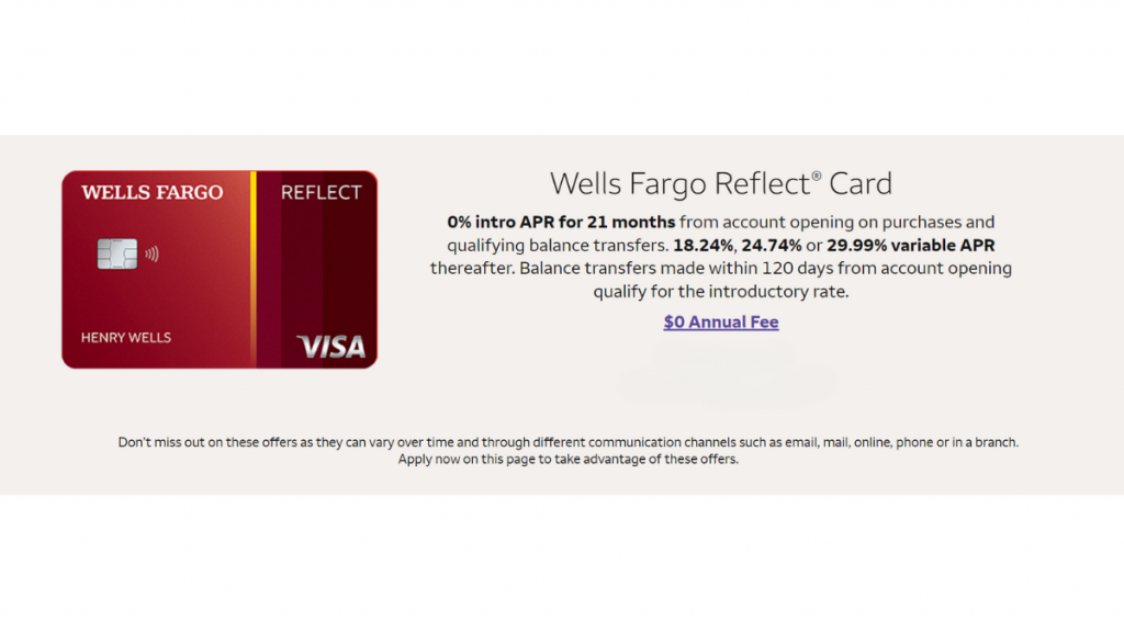 Wells Fargo Reflect® Card benefits